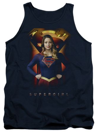 Supergirl Tank Top Standing Symbol Navy Blue Tanktop