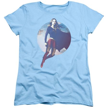 Supergirl Womens Shirt Cloudy Circle Light Blue T-Shirt