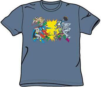 Superheroes T-shirt - Face Off Heroes & Villans Adult Slate Blue Tee