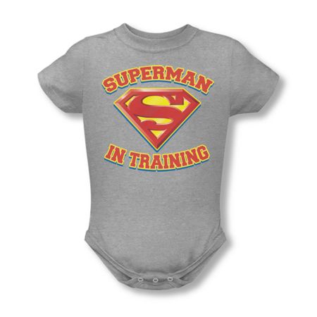 Superman Baby Romper In Training Athletic Heather Infant Babies Creeper