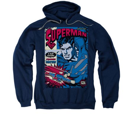 Superman Hoodie Action Packed Navy Sweatshirt Hoody