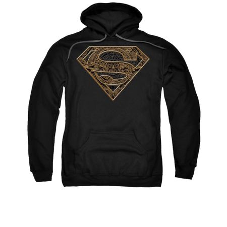 Superman Hoodie Aztec Shield Black Sweatshirt Hoody
