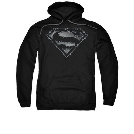 Superman Hoodie Barbed Wire Black Sweatshirt Hoody