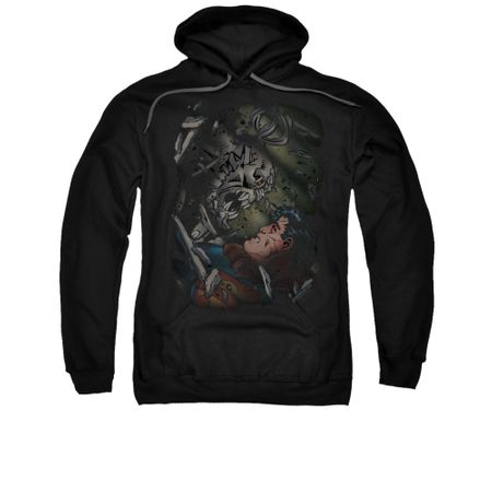 Superman Hoodie Battle Black Sweatshirt Hoody