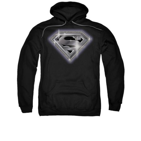 Superman Hoodie Bling Shield Black Sweatshirt Hoody