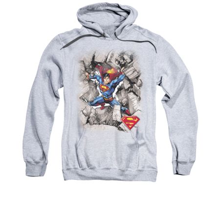 Superman Hoodie Break Through Athletic Heather Sweatshirt Hoody