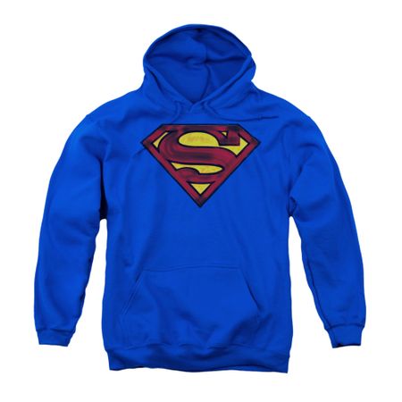 Superman Hoodie Charcoal Shield Royal Blue Sweatshirt Hoody