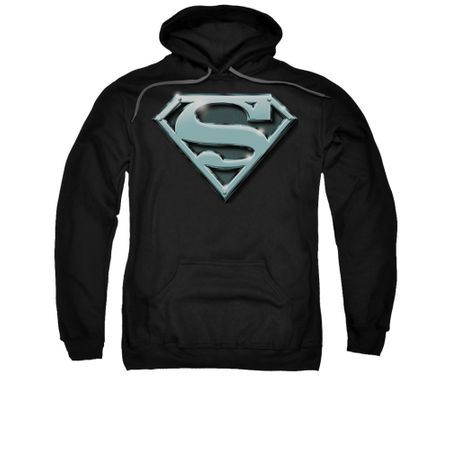 Superman Hoodie Chrome Shield Black Sweatshirt Hoody