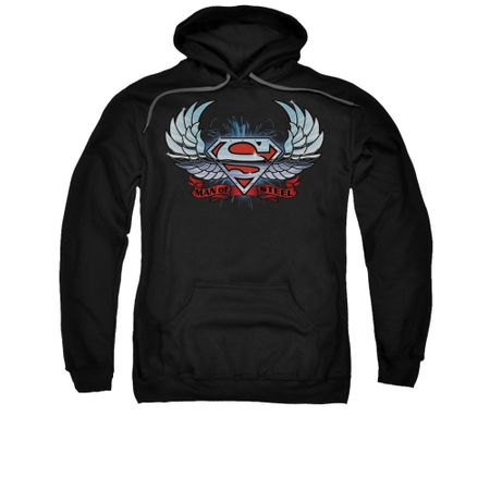 Superman Hoodie Chrome Wings Black Sweatshirt Hoody