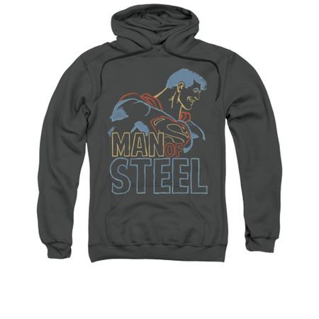 Superman Hoodie Colored Lines Charcoal Sweatshirt Hoody