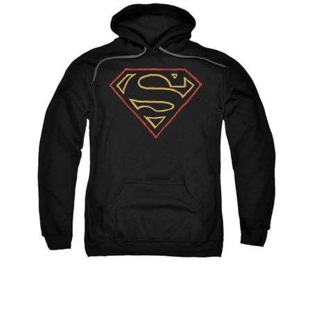 Superman Hoodie Colored Shield Black Sweatshirt Hoody