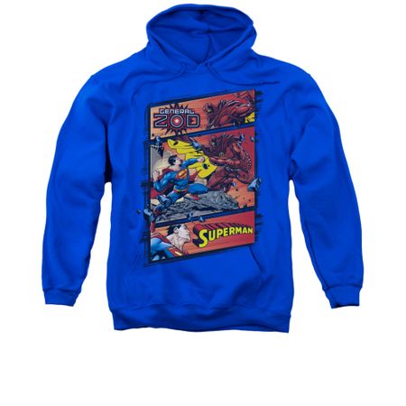 Superman Hoodie Comic Strip Royal Blue Sweatshirt Hoody