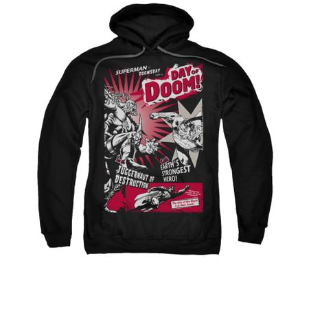 Superman Hoodie Day Of Doom Black Sweatshirt Hoody