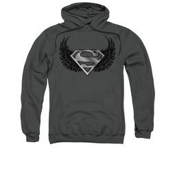 Superman Hoodie Dirty Wings Charcoal Sweatshirt Hoody