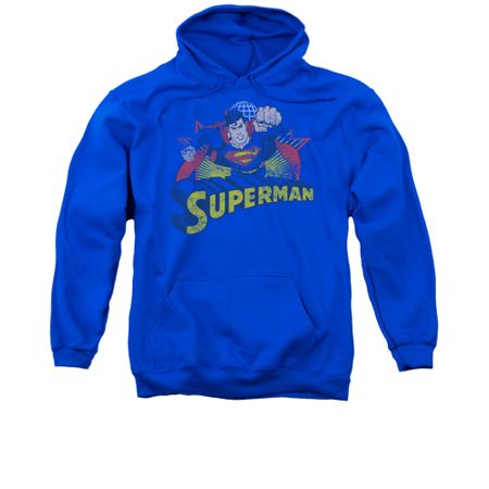 Superman Hoodie Distresed Royal Sweatshirt Hoody