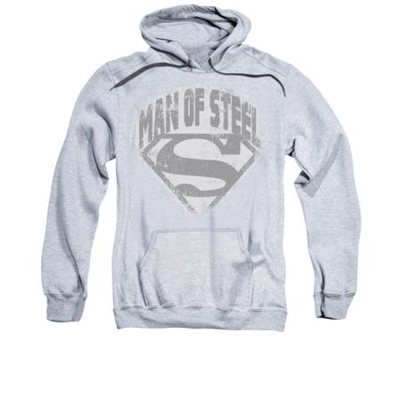 Superman Hoodie Distressed Man Of Steel Athletic Heather Sweatshirt Hoody