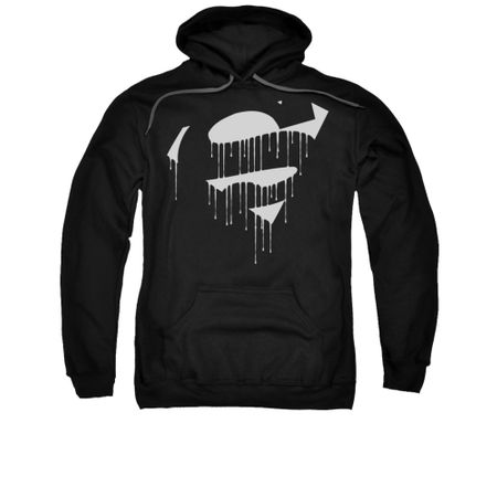 Superman Hoodie Dripping Shield Black Sweatshirt Hoody
