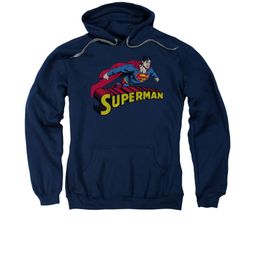 Superman Hoodie Flying Over Navy Sweatshirt Hoody