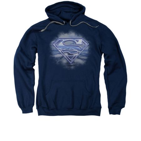 Superman Hoodie Flying Shield Navy Sweatshirt Hoody