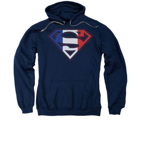 Superman Hoodie French Shield Navy Sweatshirt Hoody