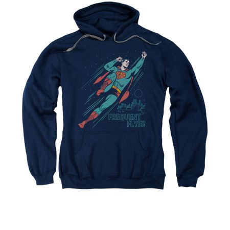 Superman Hoodie Frequent Flyer Navy Sweatshirt Hoody