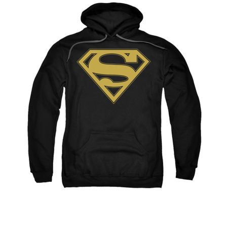 Superman Hoodie Gold Shield Black Sweatshirt Hoody