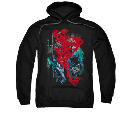 Superman Hoodie Gritty Black Sweatshirt Hoody