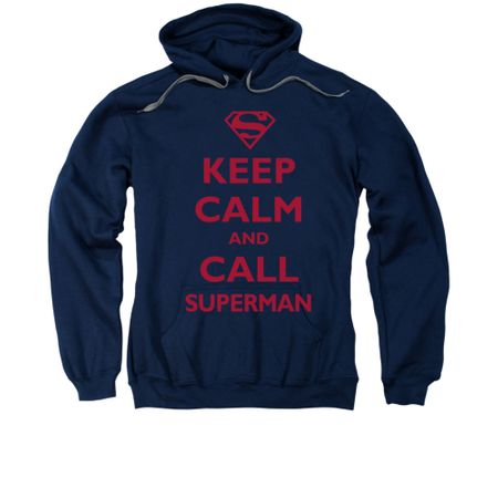 Superman Hoodie Keep Calm Navy Sweatshirt Hoody