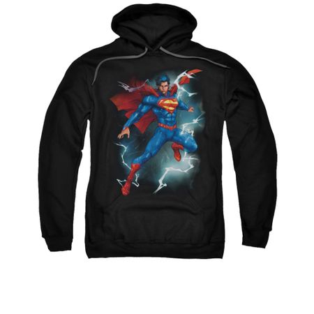 Superman Hoodie Lightning Black Sweatshirt Hoody