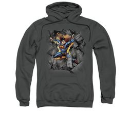 Superman Hoodie Make A Hole Charcoal Sweatshirt Hoody