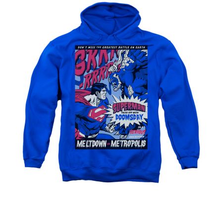 Superman Hoodie Meltdown Royal Blue Sweatshirt Hoody