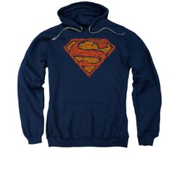 Superman Hoodie Messy Shield Navy Sweatshirt Hoody