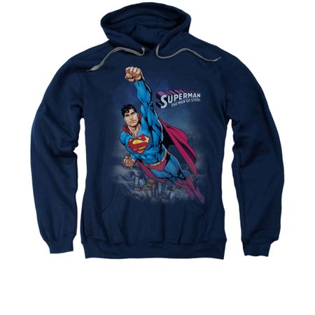 Superman Hoodie Over The City Navy Sweatshirt Hoody