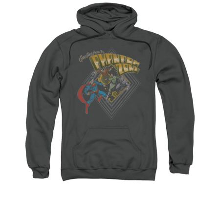 Superman Hoodie Phantom Zone Charcoal Sweatshirt Hoody