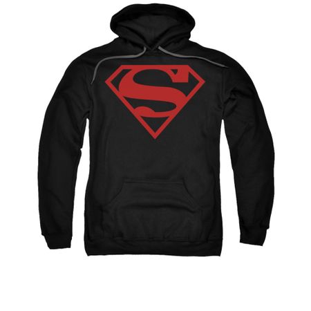 Superman Hoodie Red Shield Black Sweatshirt Hoody