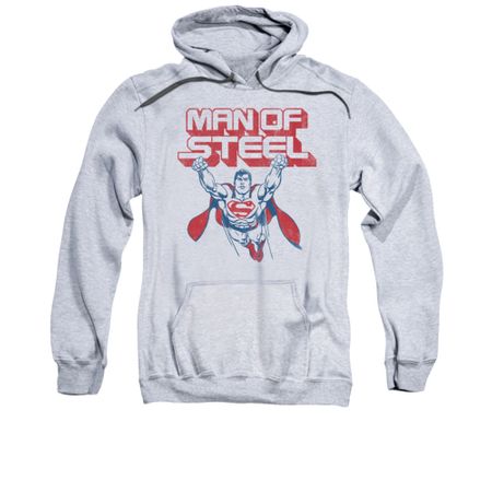 Superman Hoodie Retro Steel Athletic Heather Sweatshirt Hoody