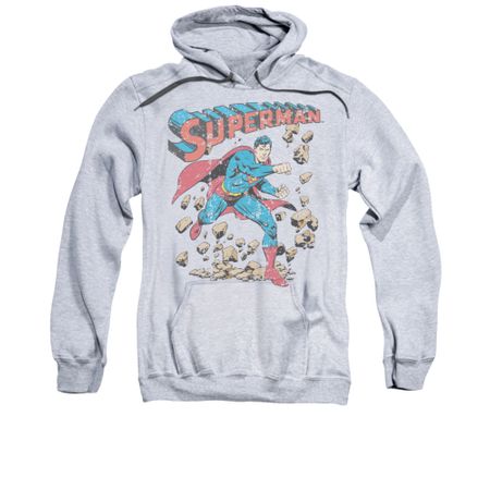 Superman Hoodie Rocks Athletic Heather Sweatshirt Hoody