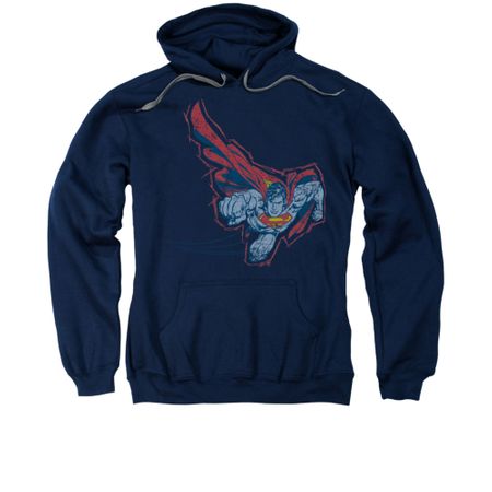 Superman Hoodie Scribble And Soar Navy Sweatshirt Hoody