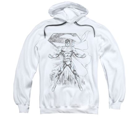 Superman Hoodie Sketch White Sweatshirt Hoody