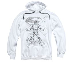 Superman Hoodie Sketch White Sweatshirt Hoody