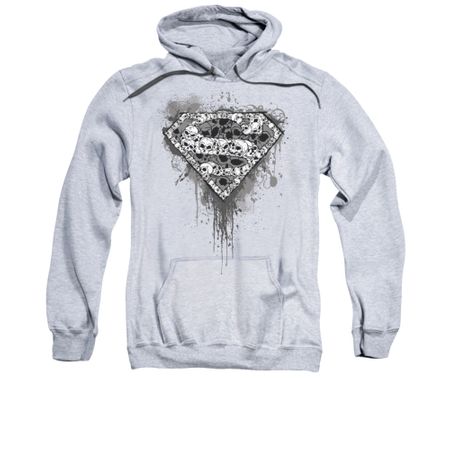 Superman Hoodie Skull Shield Athletic Heather Sweatshirt Hoody