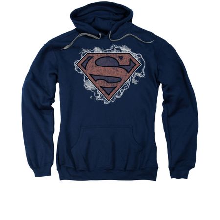 Superman Hoodie Storm Clouds Navy Sweatshirt Hoody