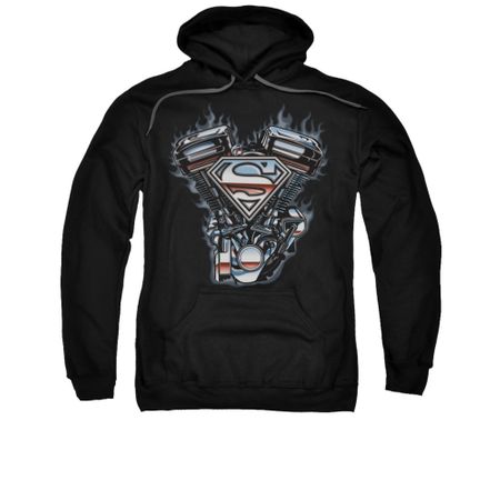 Superman Hoodie V Twin Logo Black Sweatshirt Hoody