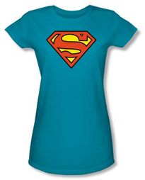 Superman Juniors Logo T-shirt DC Comics Turquoise Tee Shirt