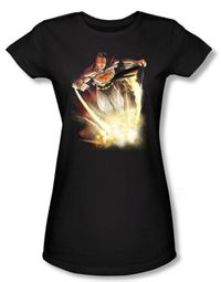 Superman Juniors Shirt DC Comics Final Crisis Explosive Black T-Shirt