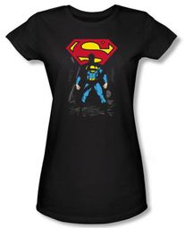 Superman Juniors T-shirt DC Comics Dark Alley Logo Black Tee Shirt