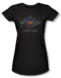 Superman Juniors T-shirt DC Comics Nerd Rage Black Tee Shirt