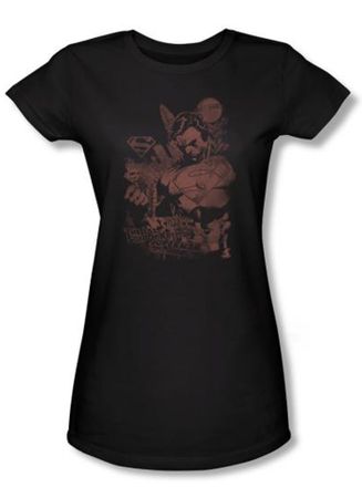 Superman Juniors T-shirt DC Comics Somber Power Superhero Black Shirt