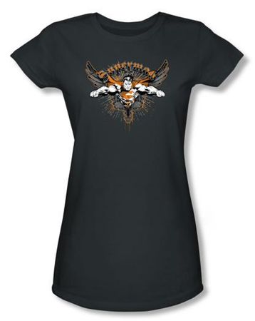 Superman Juniors T-shirt DC Comics Take Wing Charcoal Tee Shirt