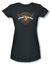 Superman Juniors T-shirt DC Comics Take Wing Charcoal Tee Shirt